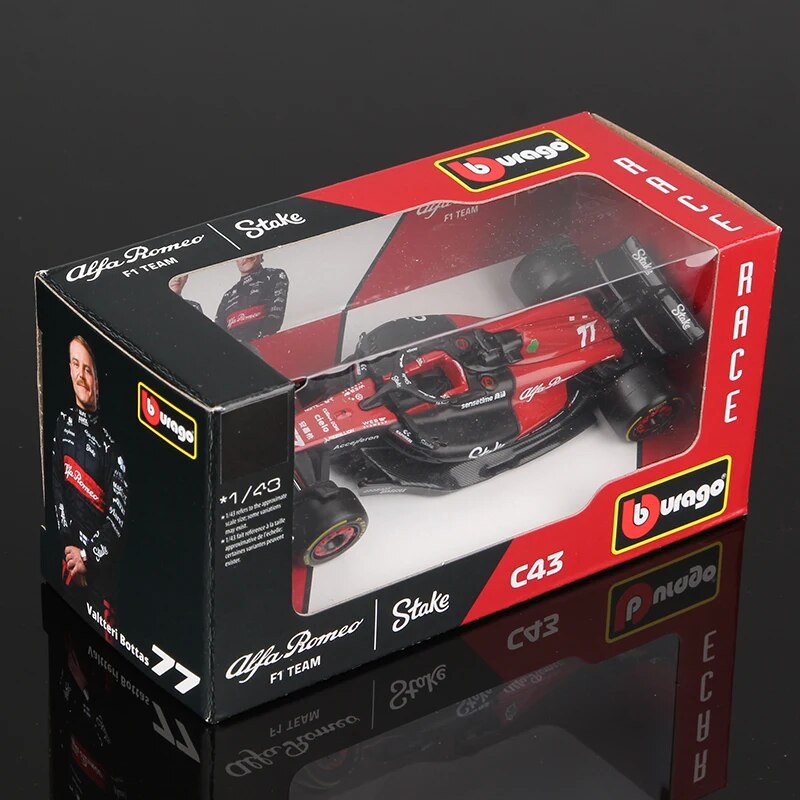Bburago 1:43 2023 F1 Alfa Romeo C43 #77 Bottas #24 Zhou
