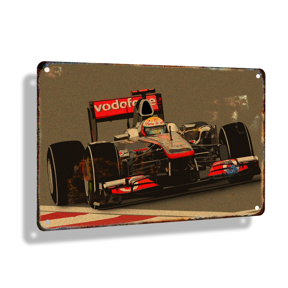F1 Racing Car Pictures Decor Plaque Vintage