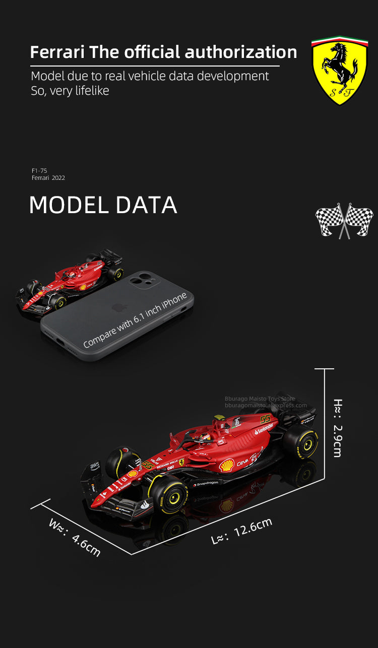 Premium Bburago 1:43 2022 F1 Scuderia Ferrari F1-75 #16 Leclerc #55 Sainz