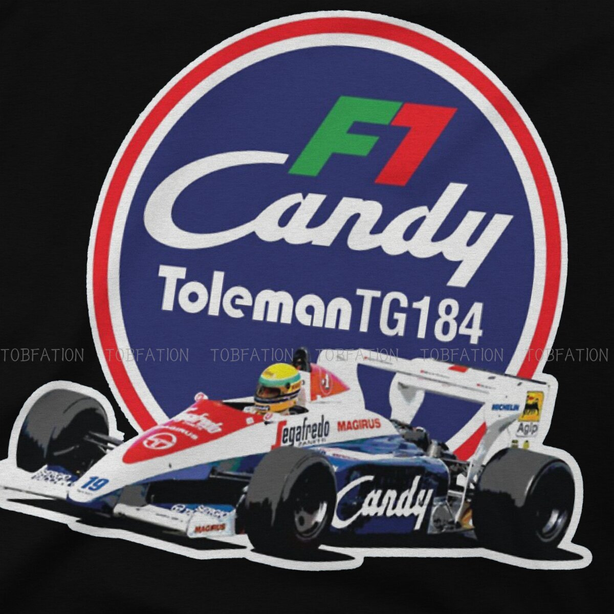 T-Shirt Ayrton Senna F1 Candy Toleman TG184 Car