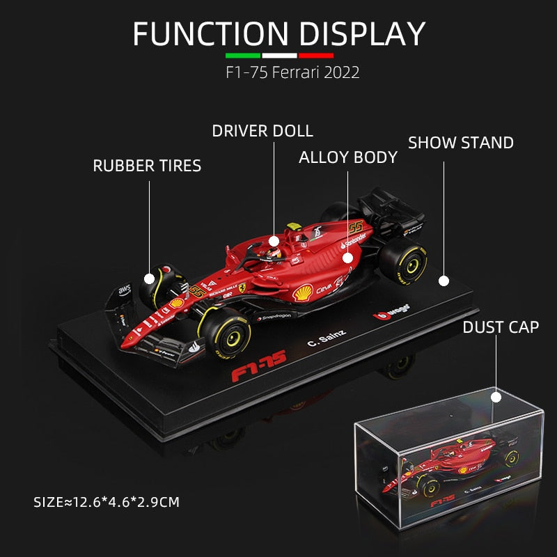 Premium Bburago 1:43 2022 F1 Scuderia Ferrari F1-75 #16 Leclerc #55 Sainz