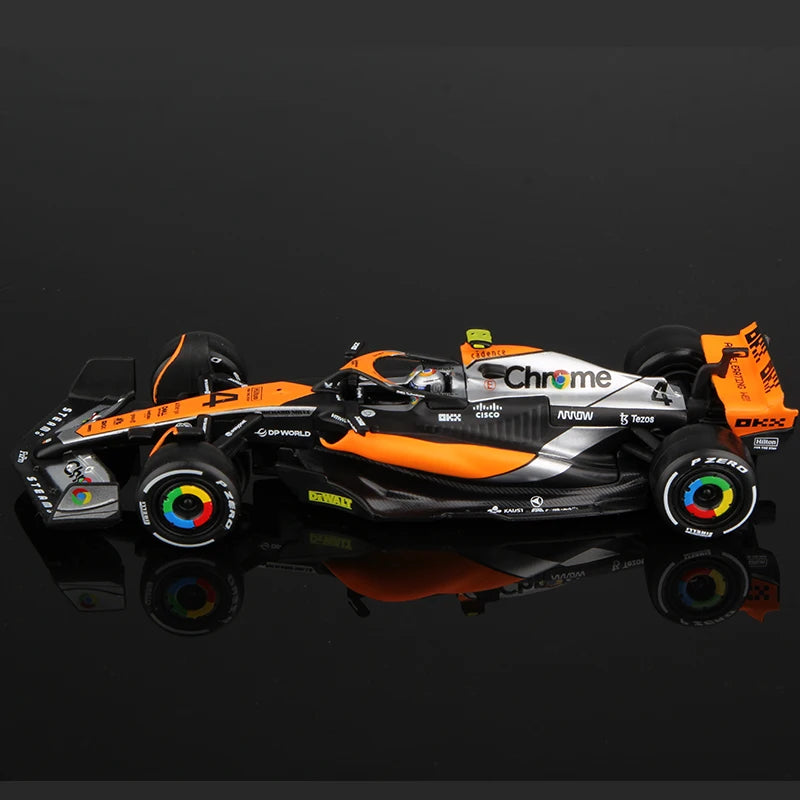 Premium Bburago 1:43 2023 Mclaren F1 MCL60 Chrome Paint #4 Lando Norris #81 Oscar Piastri
