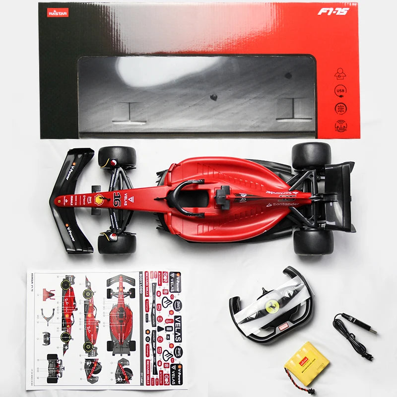 Rastar Remote Control F1 Racing Car Model Ferrari l F1-75 #16 Charles Leclerc - Scale 1:12 / 1:18