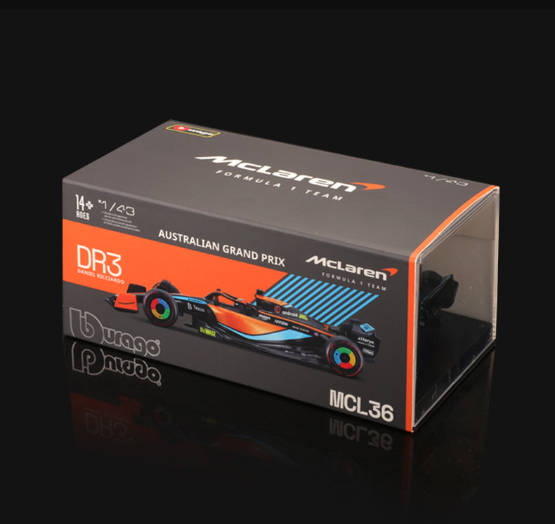 Premium Bburago 1:43 McLaren F1 Team MCL36 2022 #4 Lando Norris #3 Daniel Ricciardo