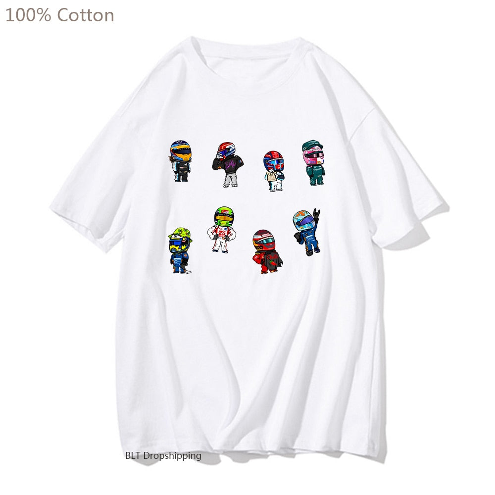 Cartoon Drivers Formula 1 2022 T-shirt 100% Cotton