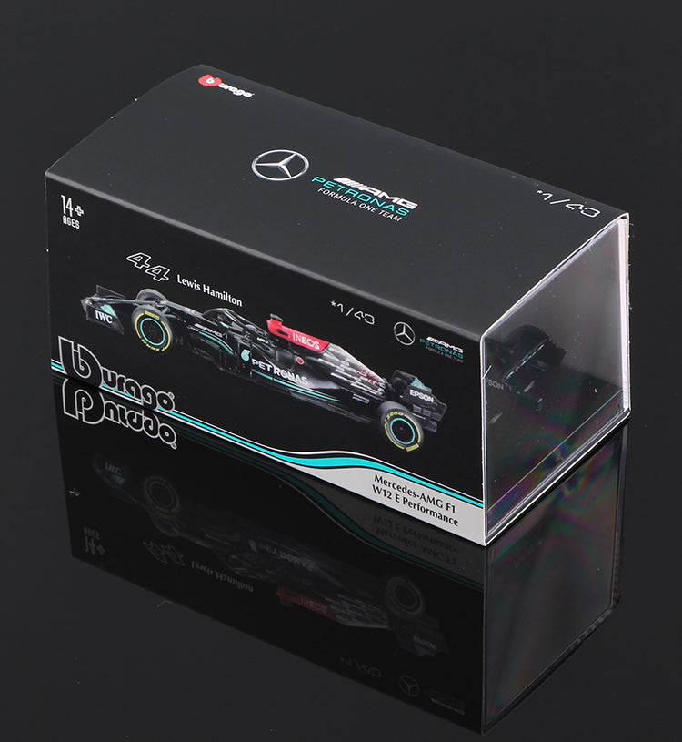 Premium Bburago 1:43 2021 Mercedes Benz-AMG W12 #44 L. Hamilton #77 V. Bottas