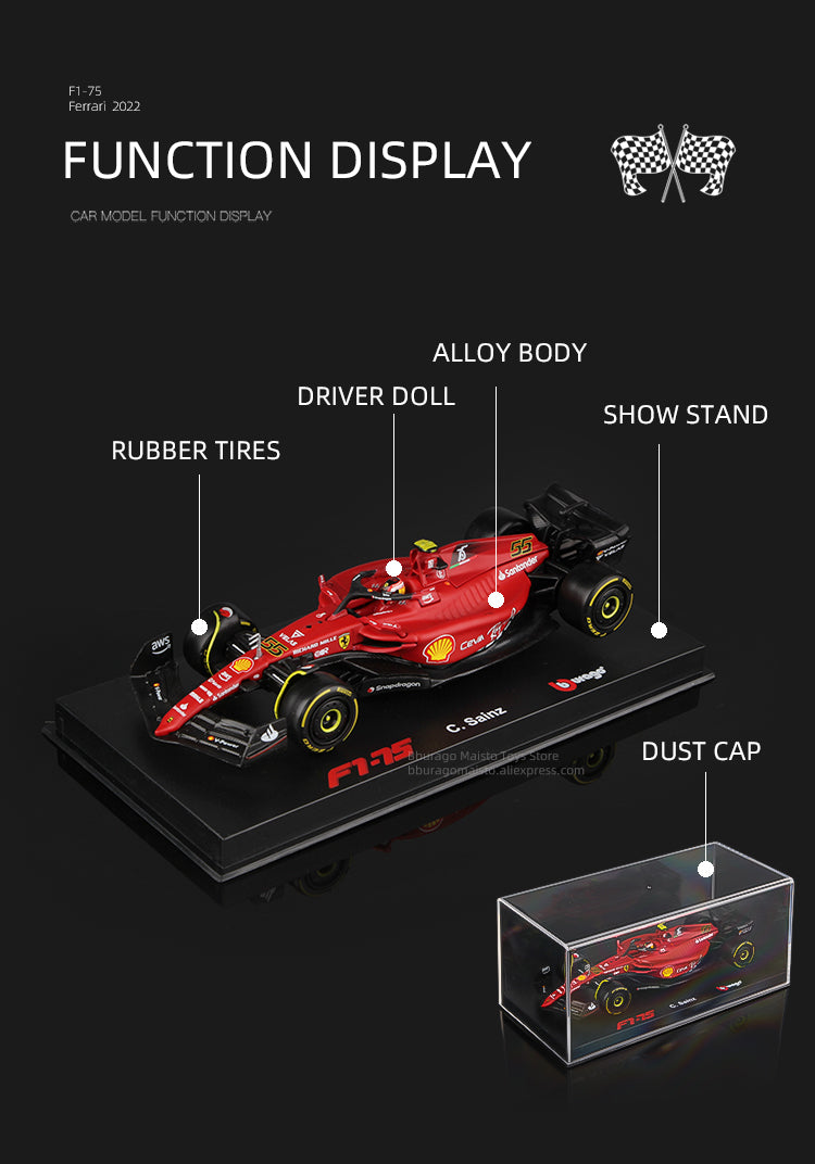 Premium Bburago 1:43 2022 F1 Scuderia Ferrari F1-75 #16 Leclerc #55 Sainz