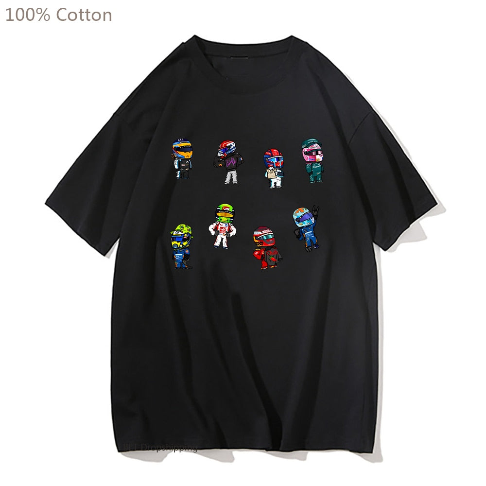 Cartoon Drivers Formula 1 2022 T-shirt 100% Cotton