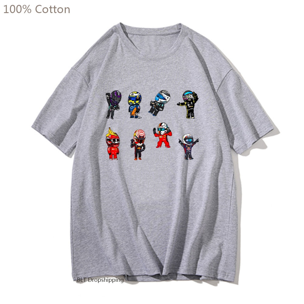 Cartoon Drivers Formula 1 2022 T-shirt 100% Cotton