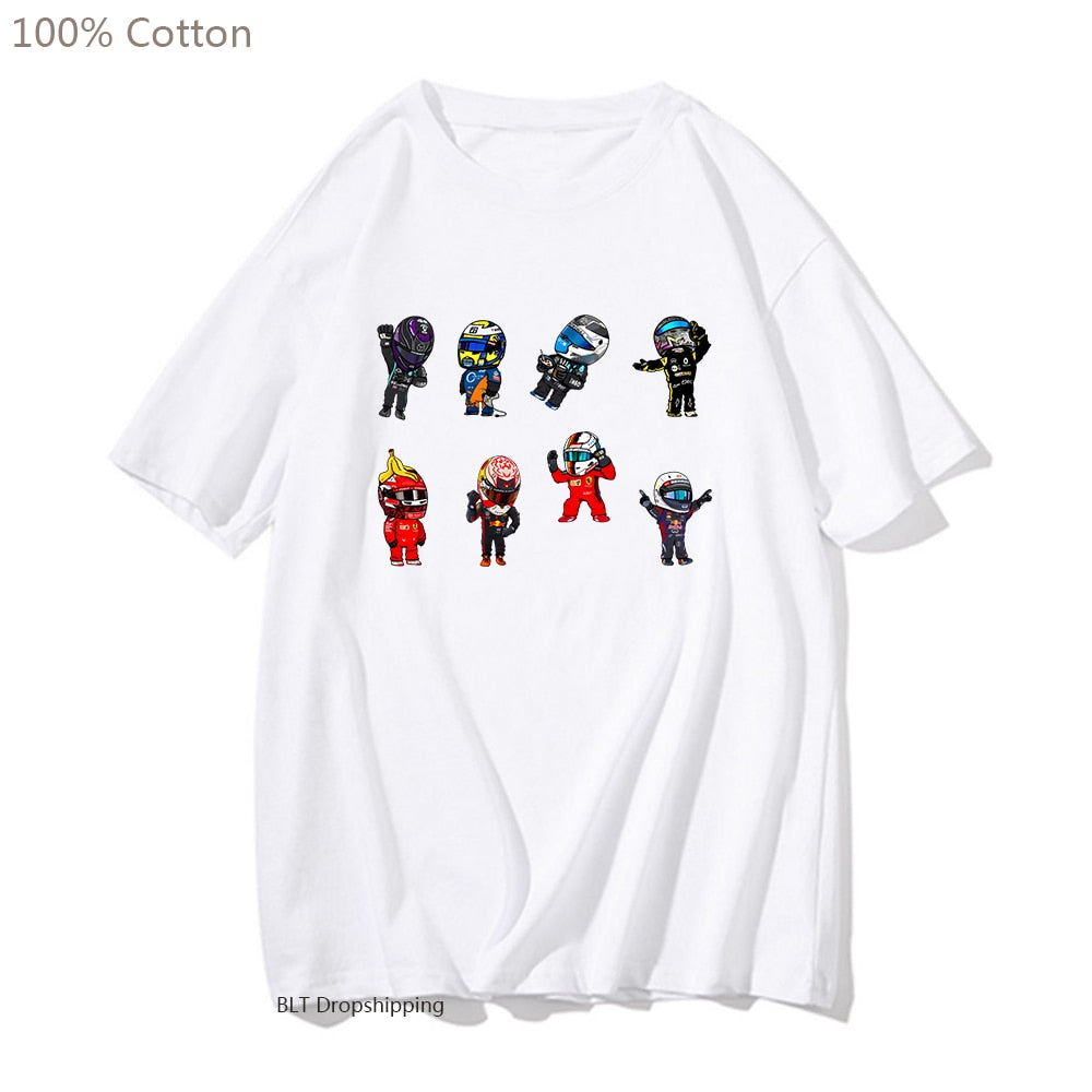 Cartoon Drivers Formula 1 2022 T-shirt 100% Cotton