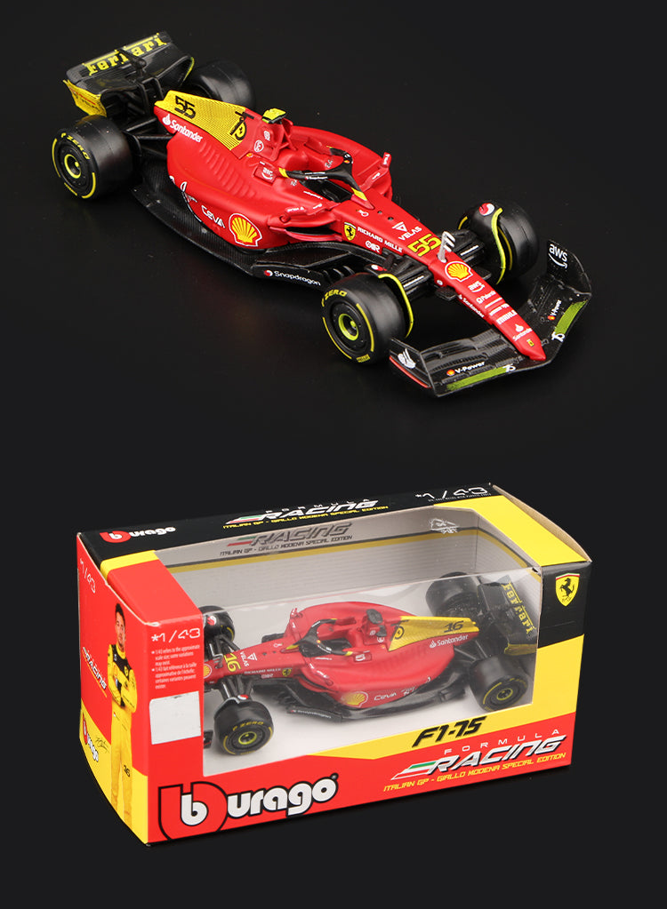 Bburago 1:43 75th Anniversary MONZA 2022 F1 Scuderia Ferrari F1-75 #16 Leclerc #55 Sainz