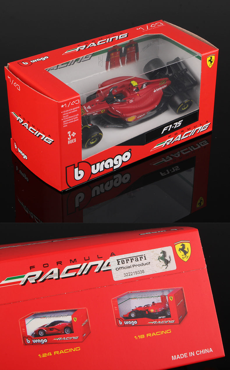 Bburago 1:43 2022 F1 Scuderia Ferrari F1-75 #16 Leclerc #55 Sainz