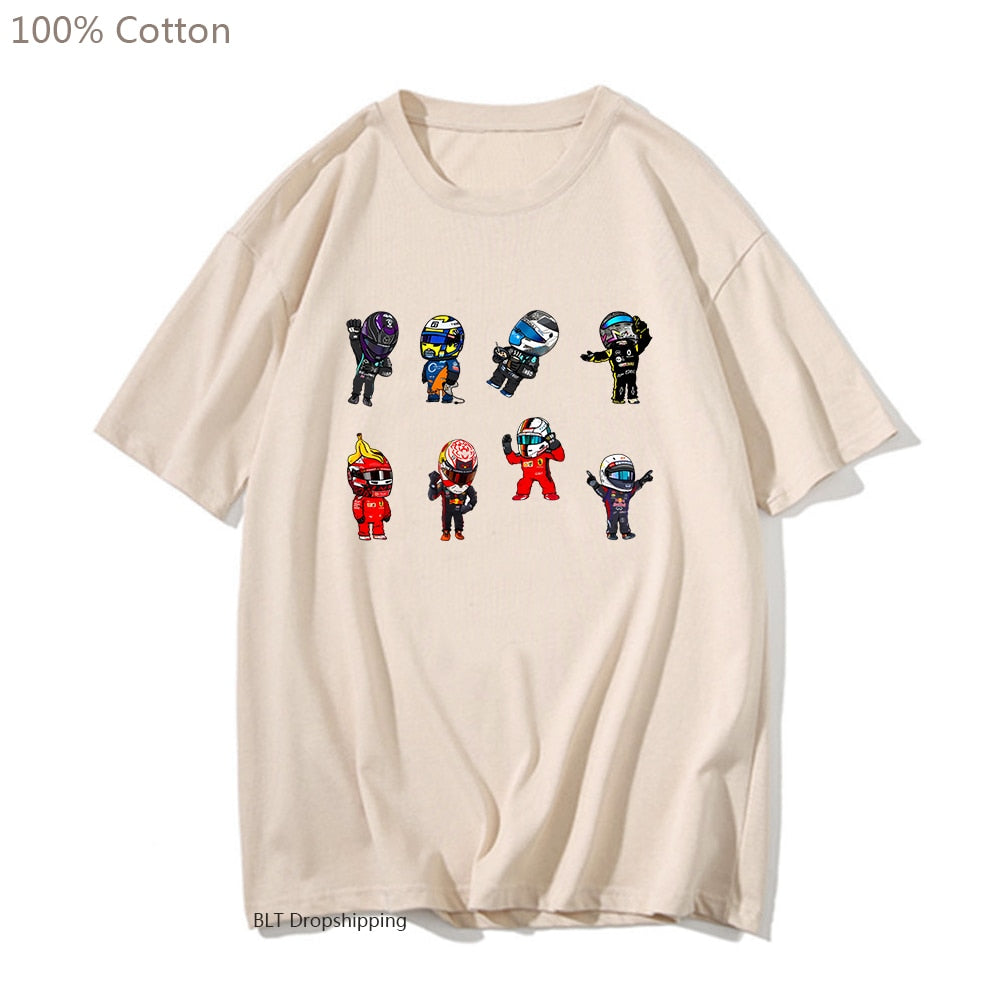 Cartoon Drivers Formula 1 2022 T-shirt 100% Cotton