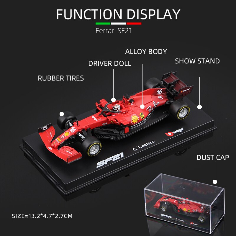 Premium Bburago 1:43 Ferrari F1 SF21 #16 C. Leclerc #55 C. Sainz