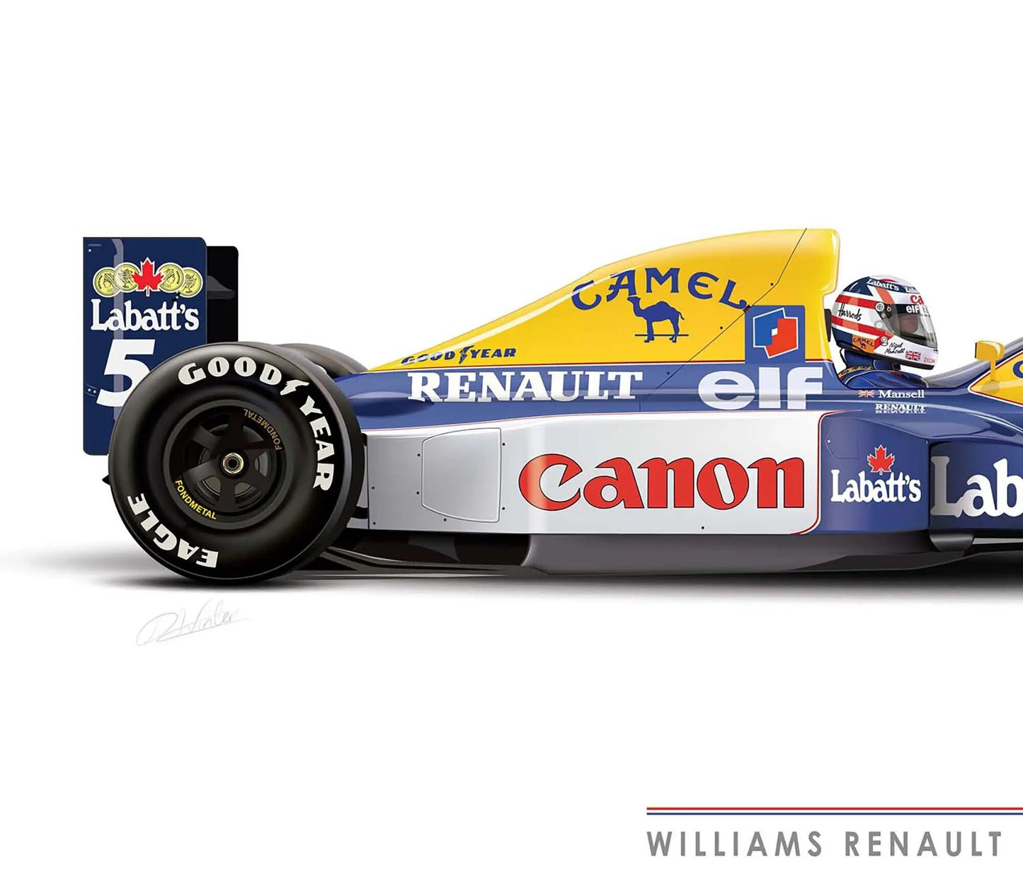 Nigel Mansell World Champion 1992 FW14B Car Poster