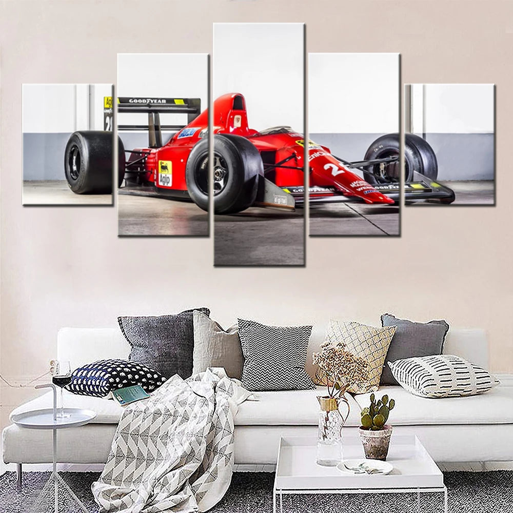 5 Pieces Canvas Wall Art Ferrari F1 87 88C F1 Car Cave
