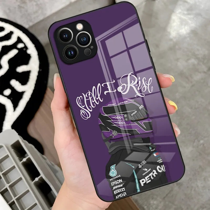 Lewis Hamilton F1 44 Logo iPhone Case - Tempered Glass