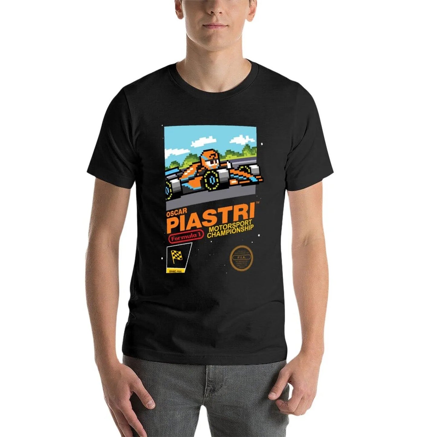 T-Shirt Oscar Piastri McLaren 2023 Formula 1 One F1 Retro Nintendo 8-bit