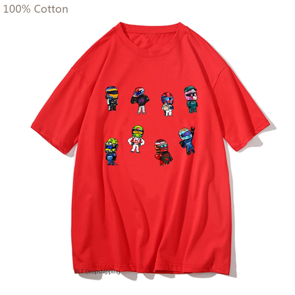 Cartoon Drivers Formula 1 2022 T-shirt 100% Cotton