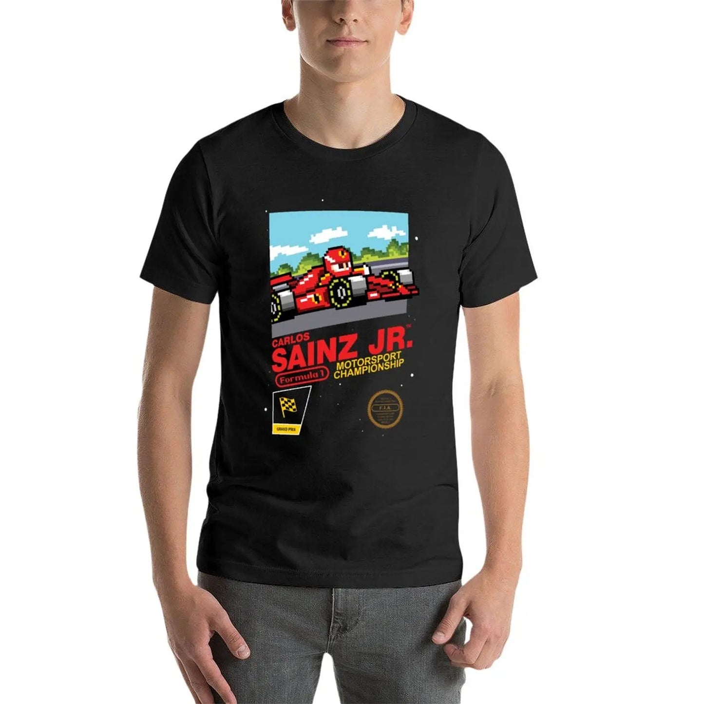 T-Shirt Carlos Sainz Jr. Ferrari Formula 1 One F1 Retro Nintendo 8-bit