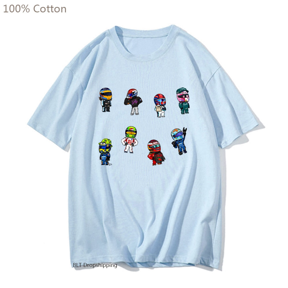 Cartoon Drivers Formula 1 2022 T-shirt 100% Cotton
