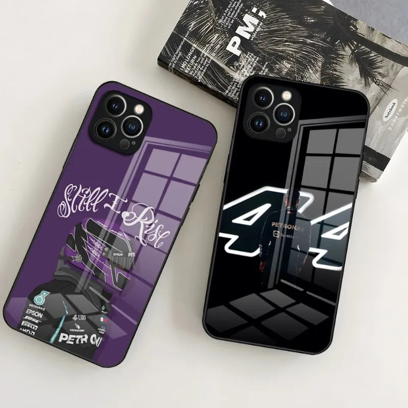 Lewis Hamilton F1 44 Back iPhone Case - Tempered Glass