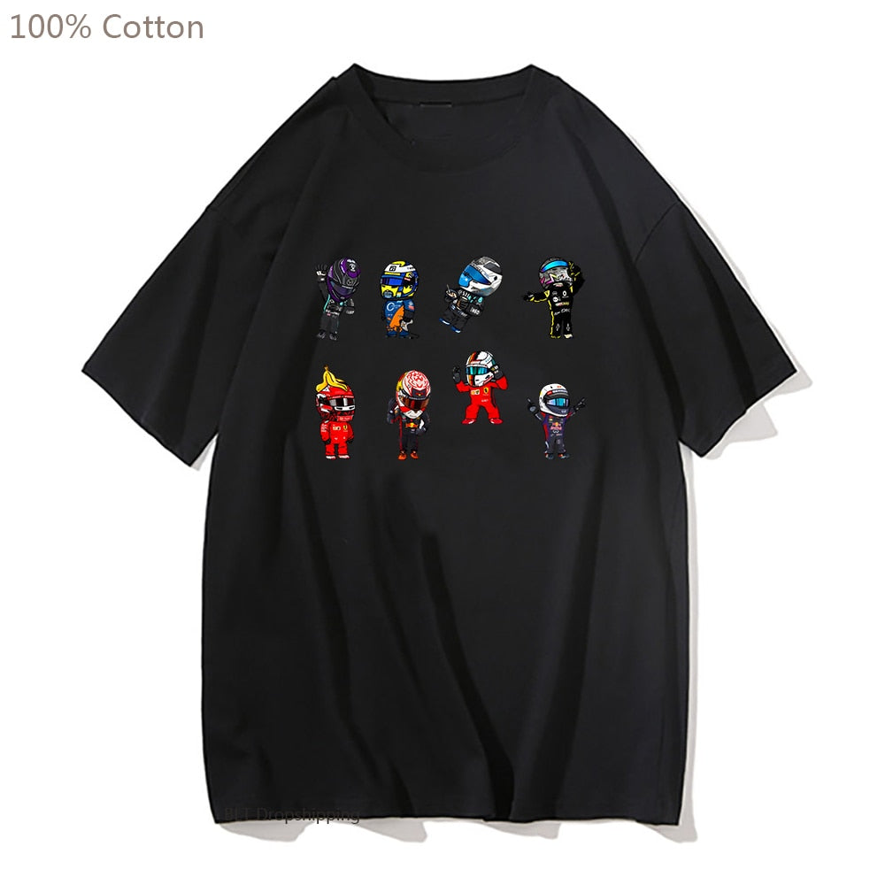Cartoon Drivers Formula 1 2022 T-shirt 100% Cotton