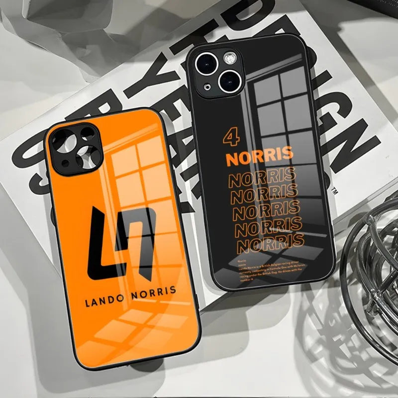 Iphone Case Papaya Color Lando Norris Logo - Tempered Glass