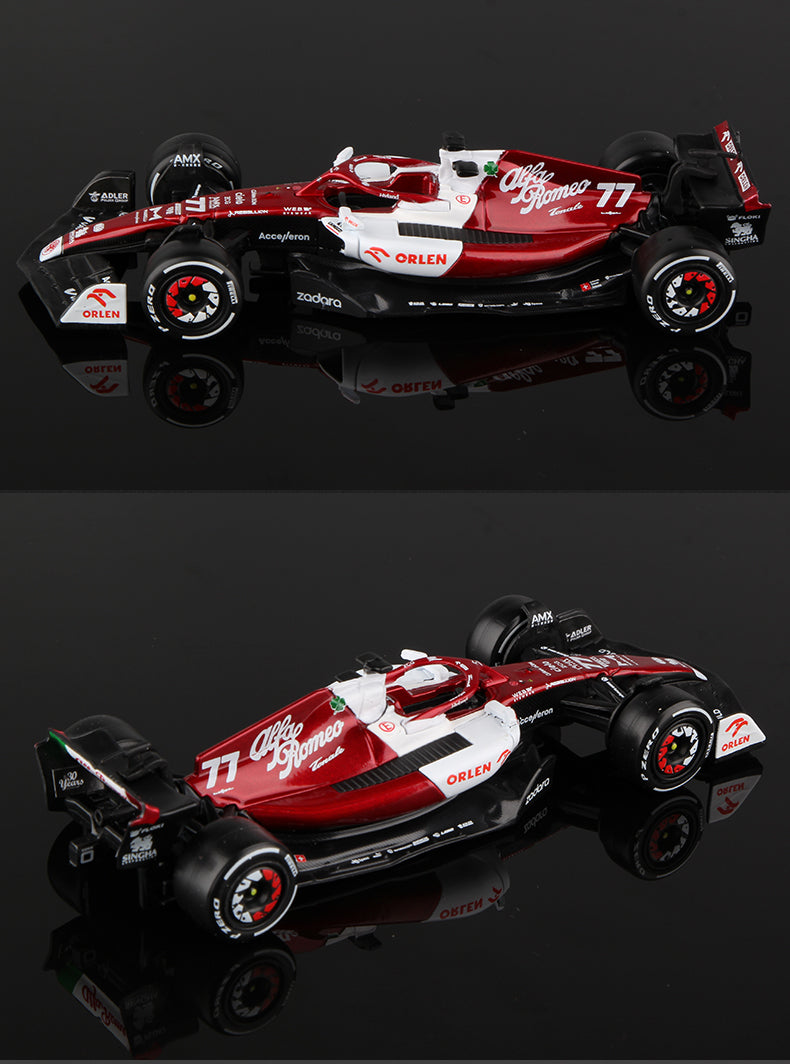 Bburago 1:43 2022 F1 Alfa Romeo Racing Team C42 #24 Guanyu Zhou #77 Valtteri Bottas