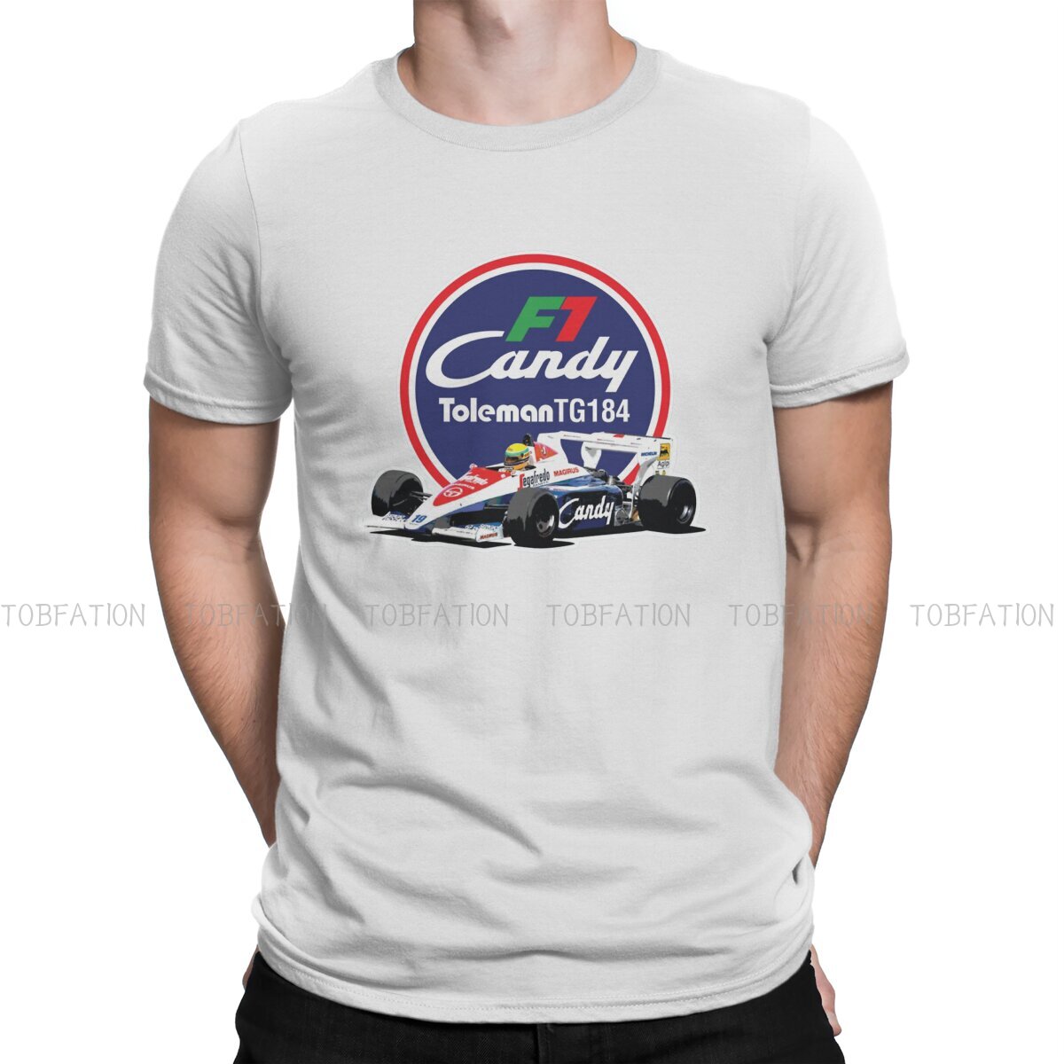T-Shirt Ayrton Senna F1 Candy Toleman TG184 Car