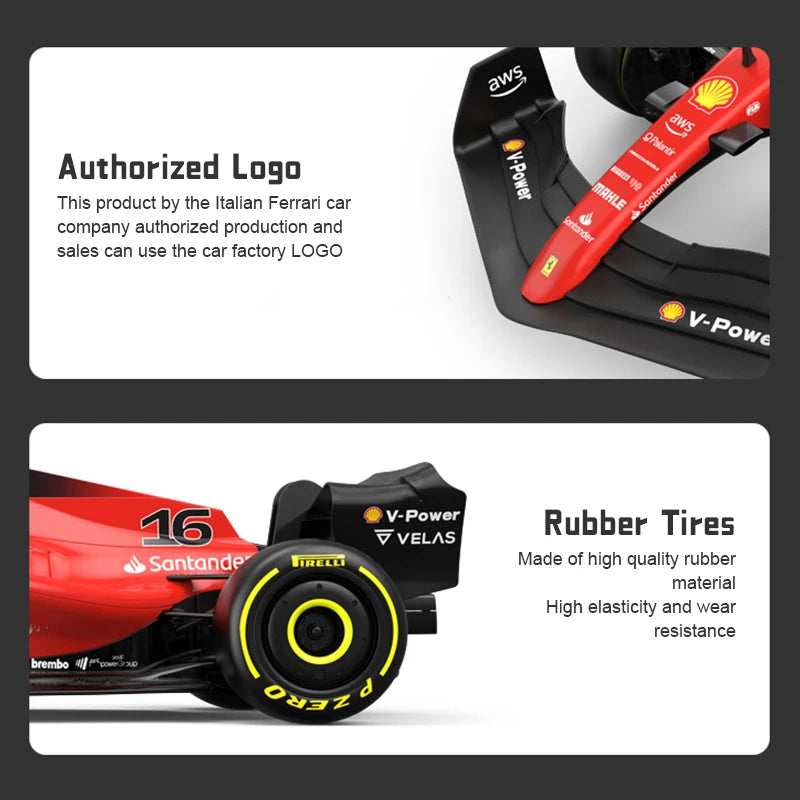 Rastar Remote Control F1 Racing Car Model Ferrari l F1-75 #16 Charles Leclerc - Scale 1:12 / 1:18