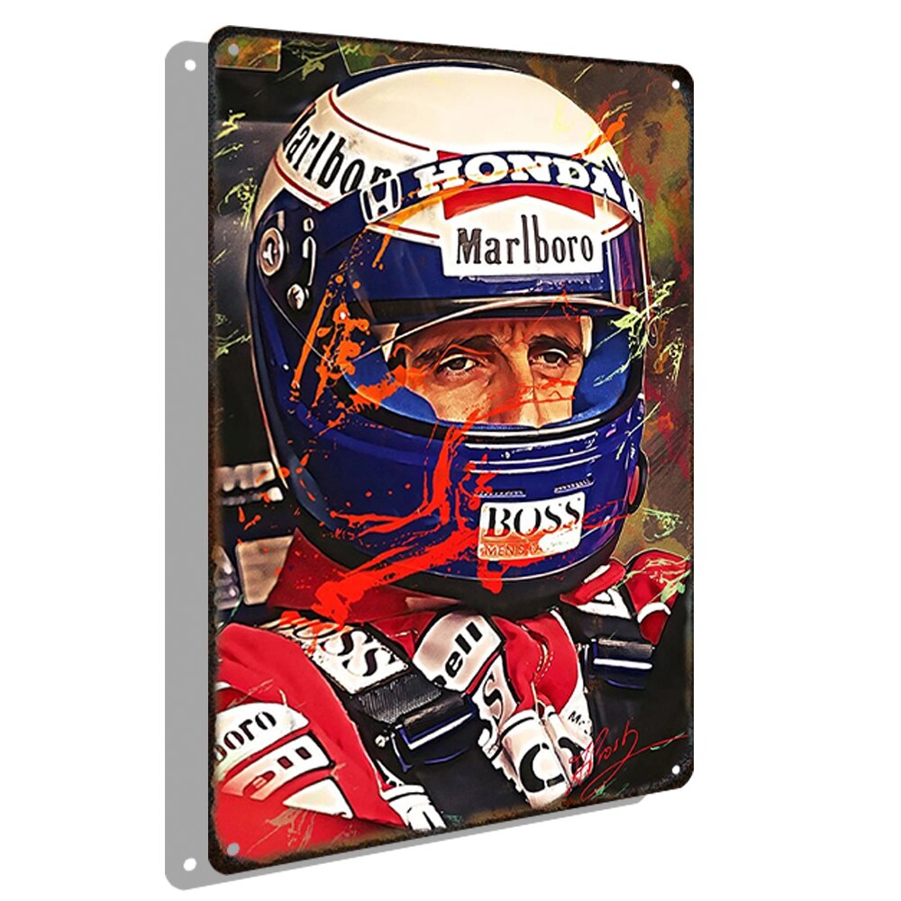 F1 Racer Vintage Metal Poster Graffiti Style Retro