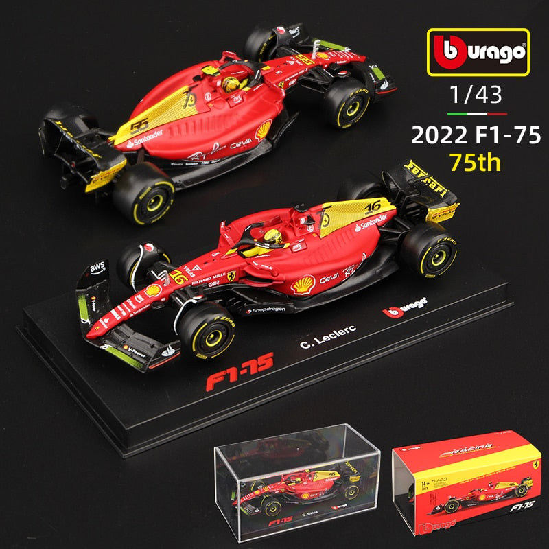 Premium Bburago 1:43 75th Anniversary MONZA 2022 F1 Scuderia Ferrari F1-75 #16 Leclerc #55 Sainz