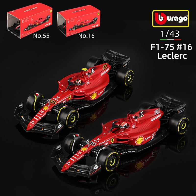 Premium Bburago 1:43 2022 F1 Scuderia Ferrari F1-75 #16 Leclerc #55 Sa