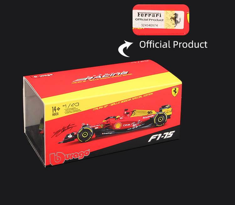 Premium Bburago 1:43 75th Anniversary MONZA 2022 F1 Scuderia Ferrari F1-75 #16 Leclerc #55 Sainz