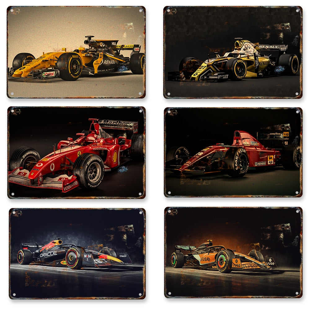 Simple F1 Racing Deco F1 Racing Car Pictures Decor Plaque Vintage – F1 Car Cave