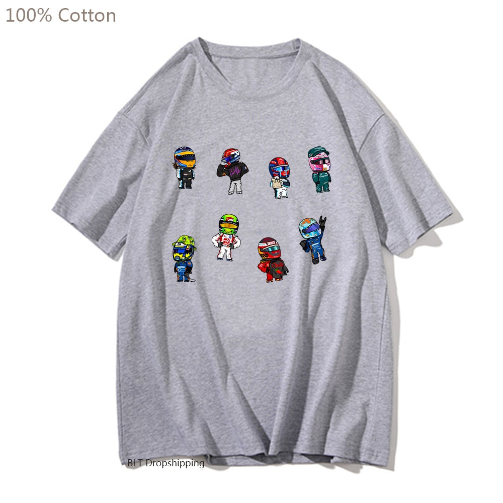 Cartoon Drivers Formula 1 2022 T-shirt 100% Cotton