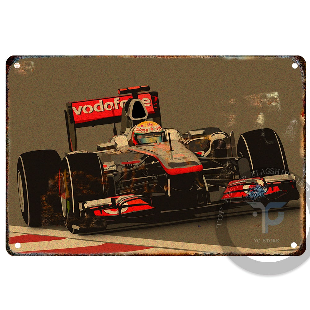 Simple F1 Racing Deco F1 Racing Car Pictures Decor Plaque Vintage – F1 Car Cave