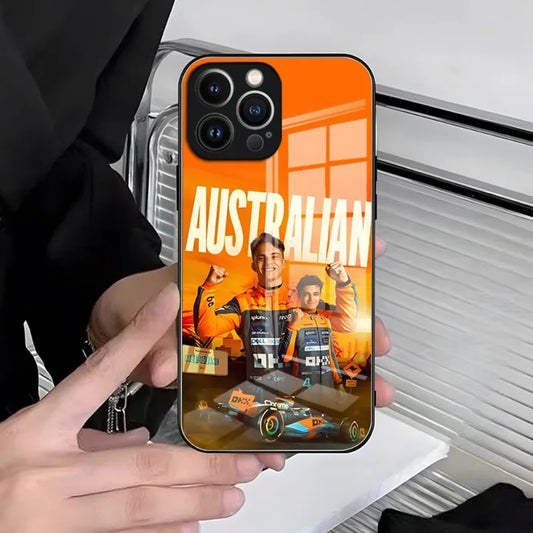 Oscar Piastri and Lando Norris Mclaren Australian GP iPhone Case - Tempered glass