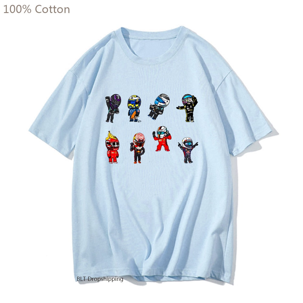 Cartoon Drivers Formula 1 2022 T-shirt 100% Cotton
