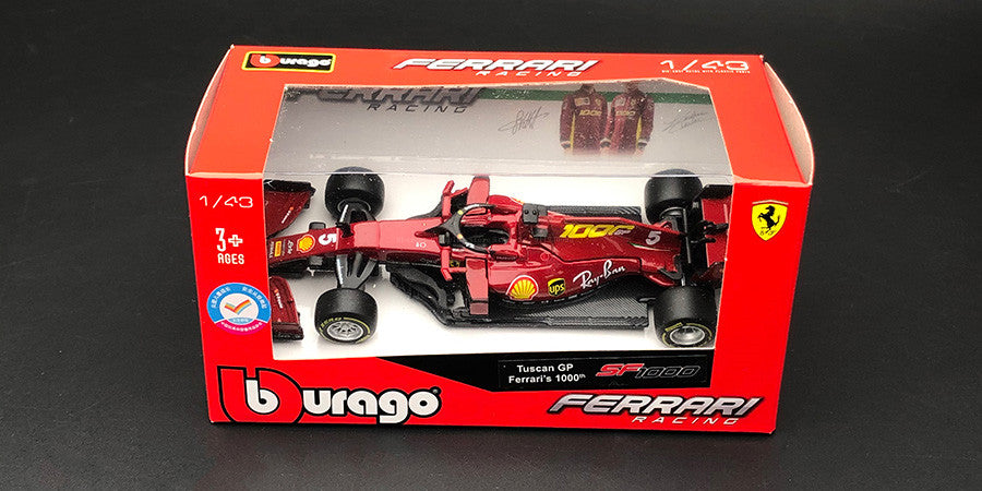 Bburago 1:43 2020 Ferrari F1 SF1000 Special Paint #5 S. Vettel #16 C. – F1  Car Cave