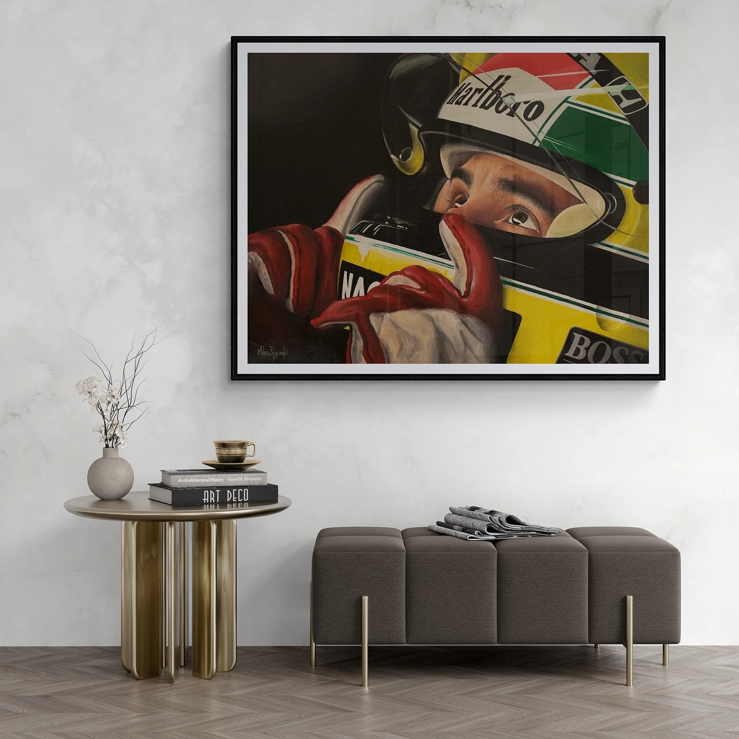 Ayrton Senna Face Helmet Portrait Poster