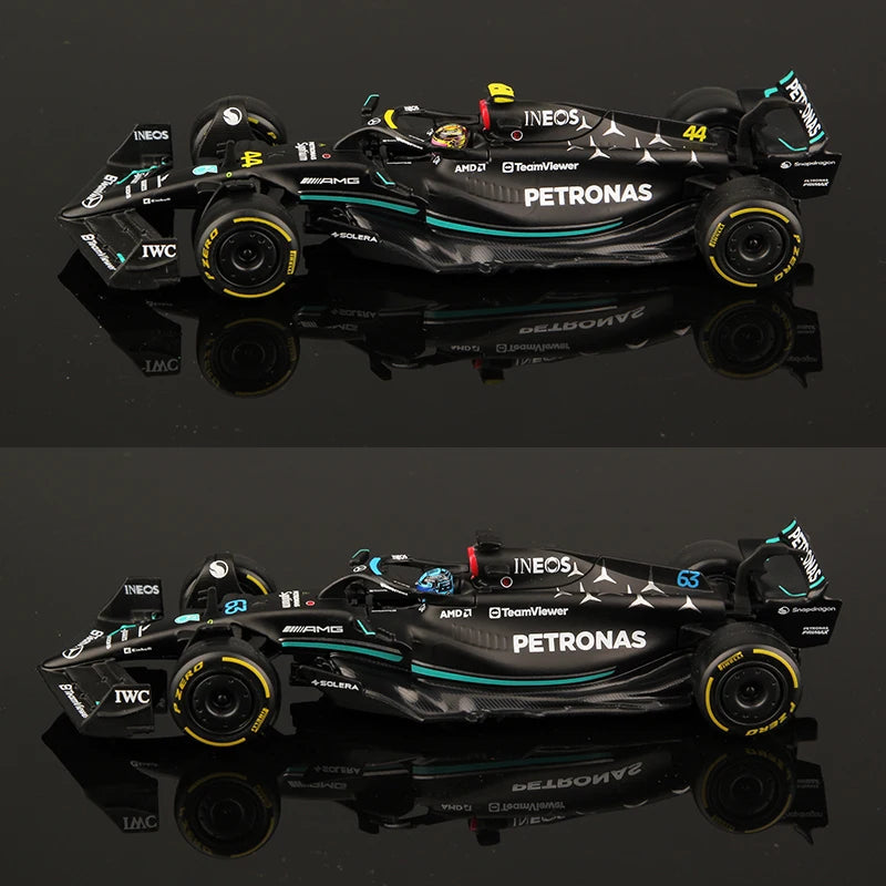 Premium Bburago 1:43 2023 Mercedes-AMG PETRONAS F1 Team W14 #44 Hamilton #63 Russell