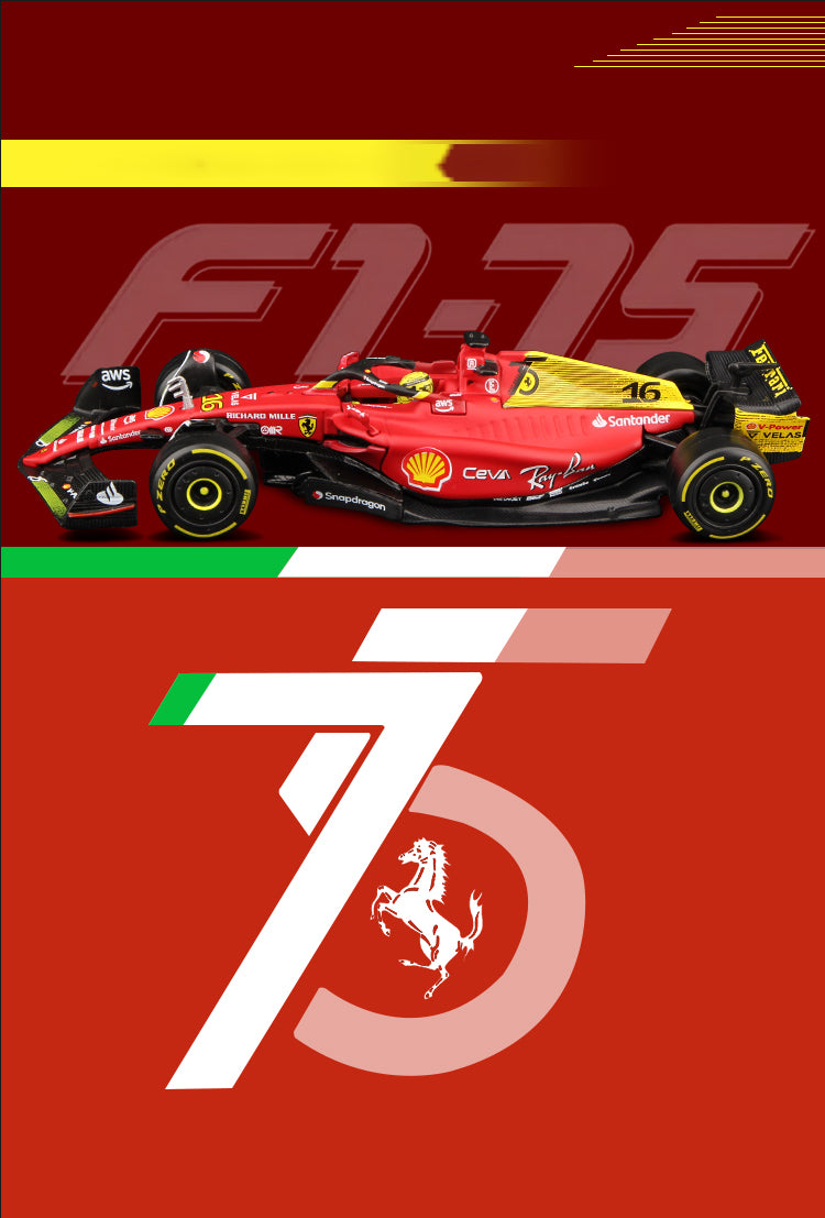 Premium Bburago 1:43 75th Anniversary MONZA 2022 F1 Scuderia Ferrari F1-75 #16 Leclerc #55 Sainz