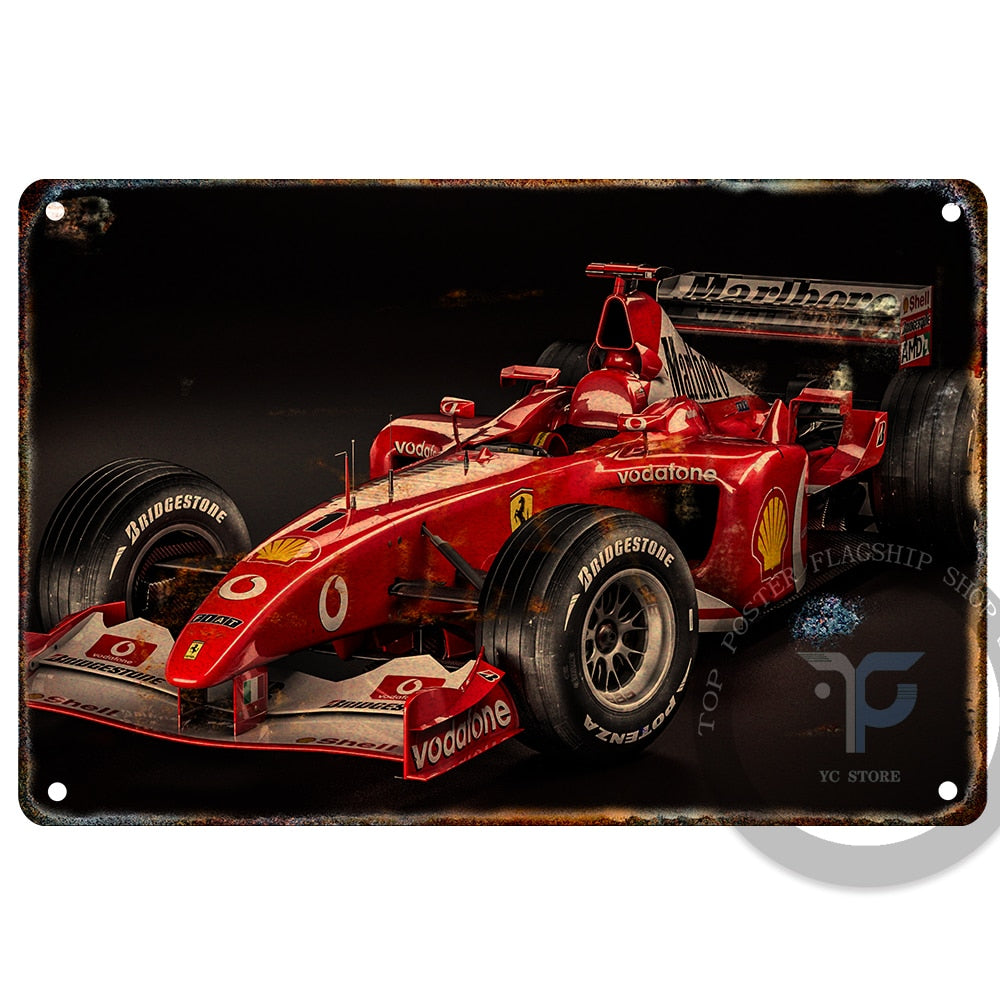 Simple F1 Racing Deco F1 Racing Car Pictures Decor Plaque Vintage – F1 Car Cave