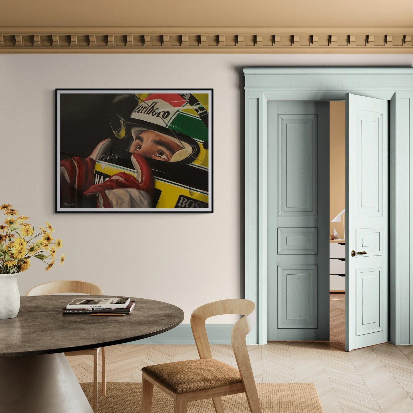 Ayrton Senna Face Helmet Portrait Poster