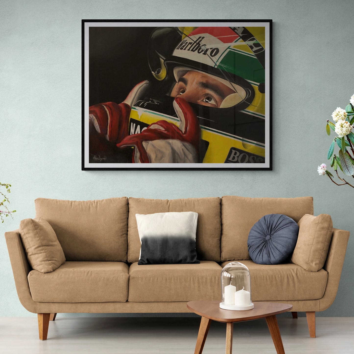 Ayrton Senna Face Helmet Portrait Poster