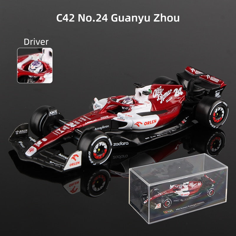 Premium Bburago 1:43 2022 F1 Alfa Romeo C42 #24 Guanyu Zhou #77 Valtteri Bottas