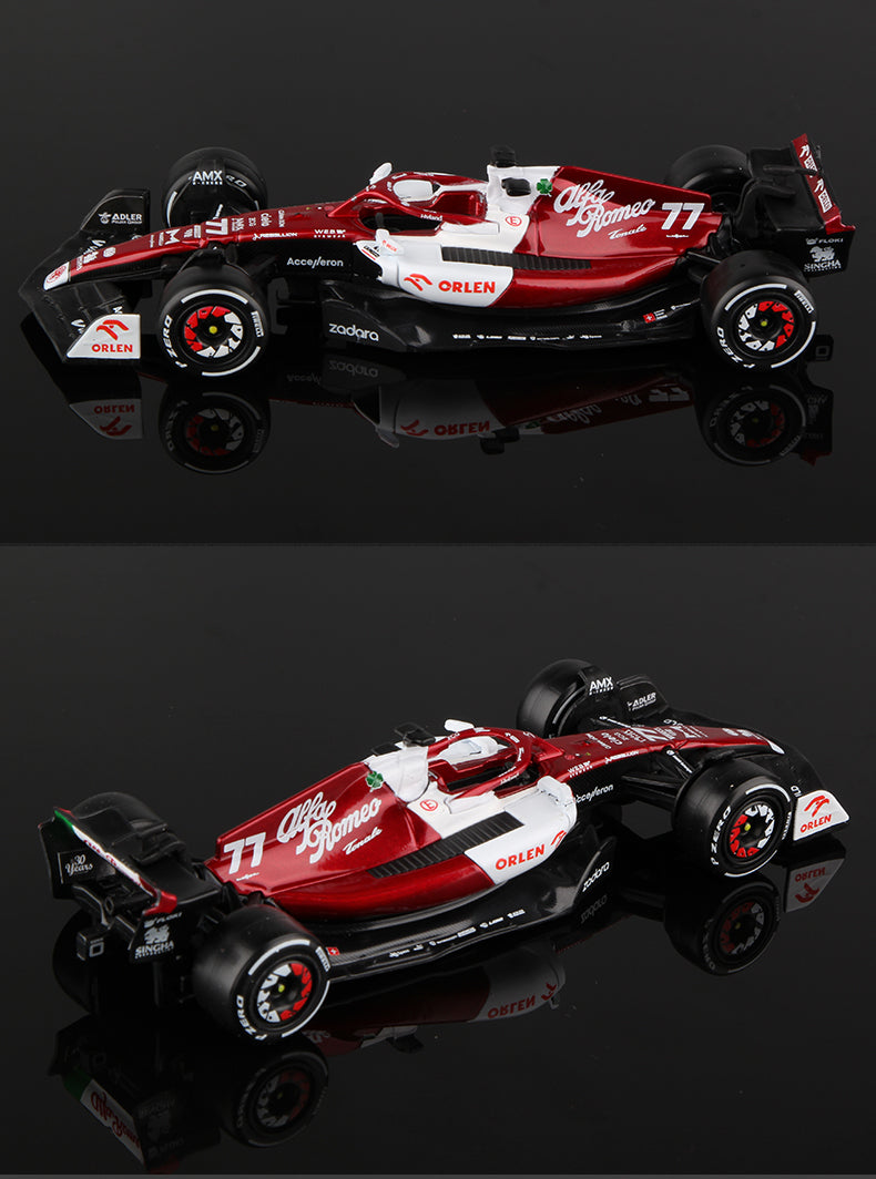 Bburago 1:43 2022 F1 Alfa Romeo Racing Team C42 #24 Guanyu Zhou #77  Valtteri Bottas