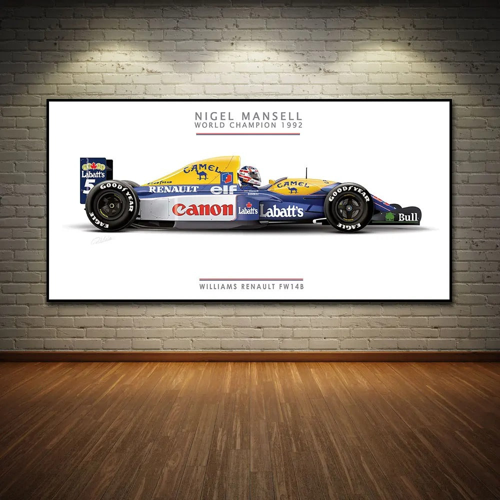 Nigel Mansell World Champion 1992 FW14B Car Poster